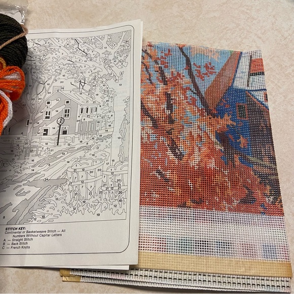 Vintage Dimensions Needlepoint The Road Home #2226 Fall Scene 
Open Package - Picture 12 of 14